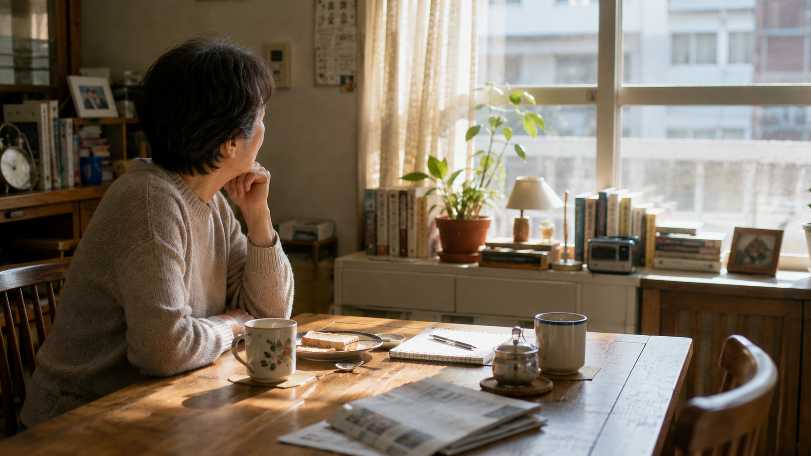 대화 뒤 잠시 멈춰 자신의 기준을 돌아보는 사람의 모습